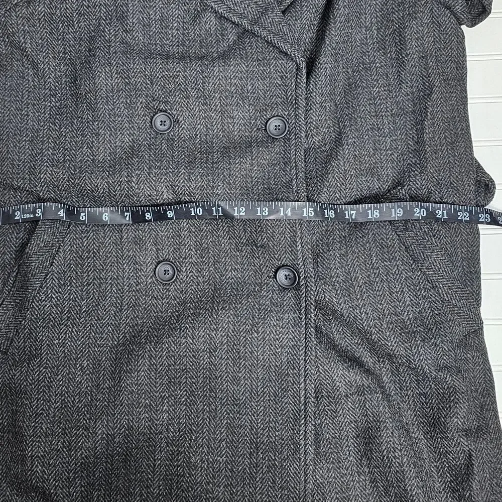 The Drop Jessy Grey Herringbone Double Breasted Long Overcoat Women's Size L NWT - Picture 15 of 16